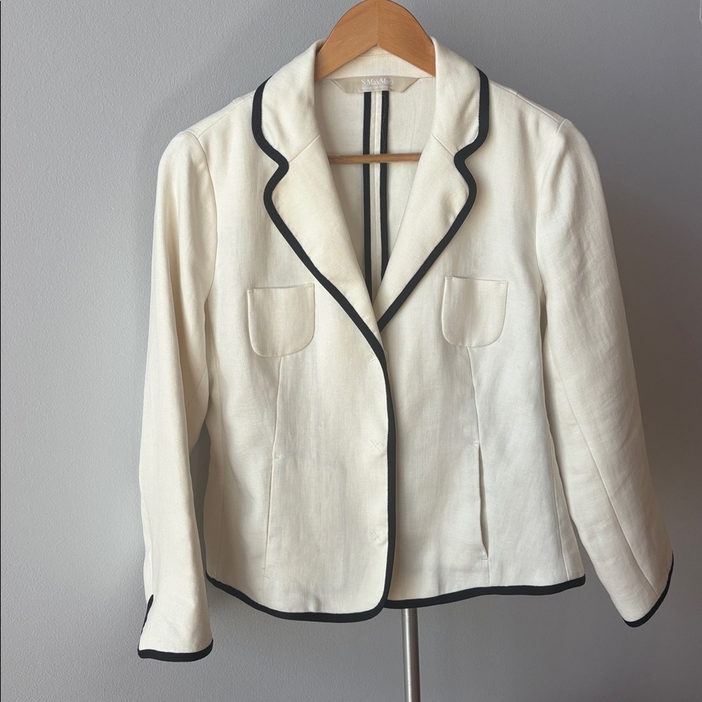 MaxMara Linen Blazer cream/black